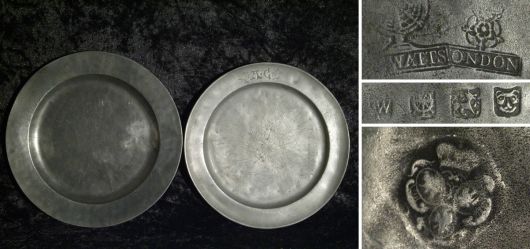 2 marked tin plates