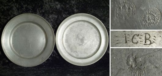 2 marked tin plates