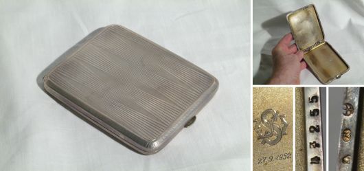 Silver rectangular cigarette case