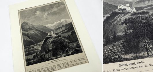 Large historical sheet Weissenstein Castle 1877