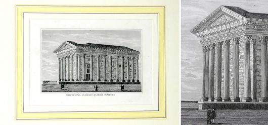 Roman temple in Nmes France around 1830