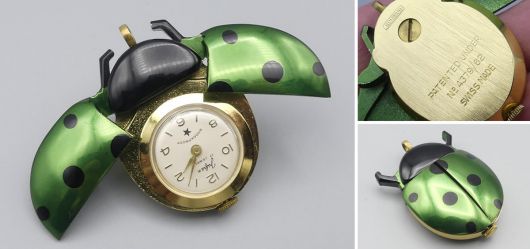 Vintage Amulett-Uhr in Form eines Marienkäfers