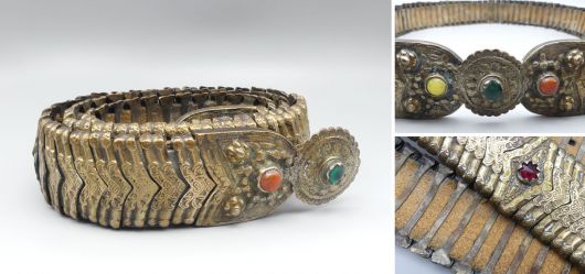 Caucasian showy belt made of brass/silver-plated Russia first half 20th century. Century