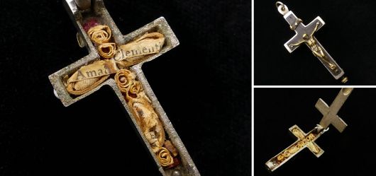 Old cross reliquary silver-plated Italy - end of the 19th century