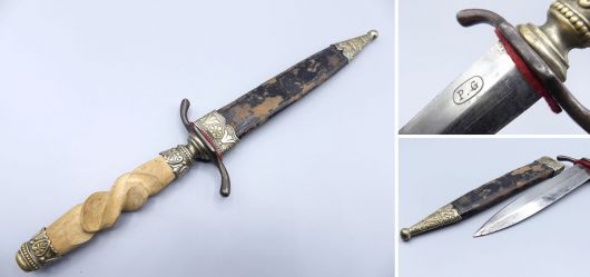 Dagger with leather sheath and German dagger