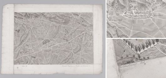 Historische Landkarte Marchfeld Umgebung von Bocklie und Schnkirchen ca. 1835