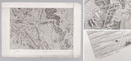 Historische Landkarte Umgebung von Weikendorf und Ober Weiden im Marchfelde ca. 1835