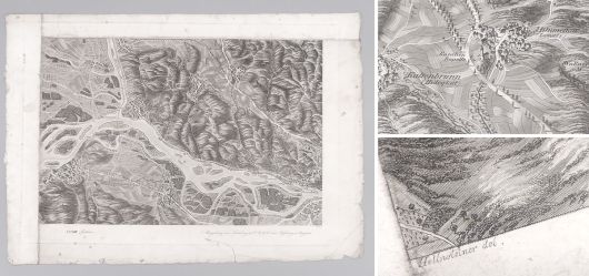 Historische Landkarte von Hainburg und Pressburg in Ungarn & Umgebung ca. 1835
