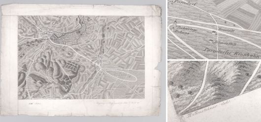 Historische Landkarte Bruck an der Leitha & Umgebung ca. 1835