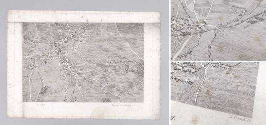 Historische Landkarte von Himberg und Umgebung ca. 1835