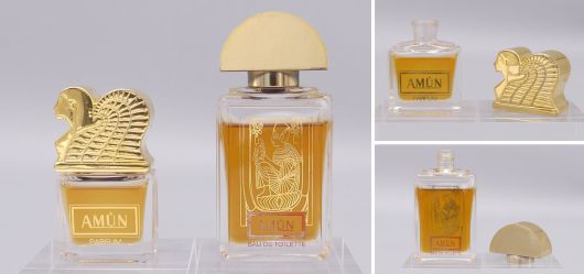 2 Vintage Parfumflaschen Mlhens AMUN  Parfum & Eau de Toilette 1981