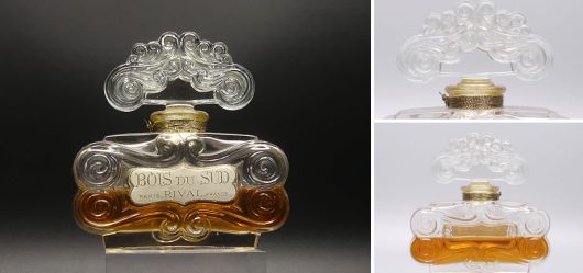 Rival Paris Bois du Sud Seltener Flakon mit Pressglas-Ornamentik  Lancierung 1943