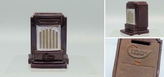 Ciney Werbe-Spardose aus Gusseisen; Art Deco um 1930