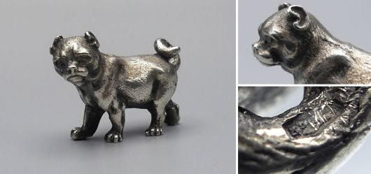 Silberfigur Mops Wien 1872-1922