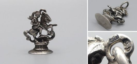 Antiker Silber-Anh�nger Heiliger Georg Drachent�ter 800er Silber