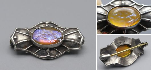 Antike Jugendstil Brosche Dragon�s Breath Silberschmuck aus B�hmen um 1900