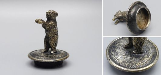 Antike Miniatur Figur Berliner B�r Versilbert Mid Century