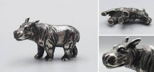 Antike Miniatur Figur Flusspferd Vintage Sammlerst�ck