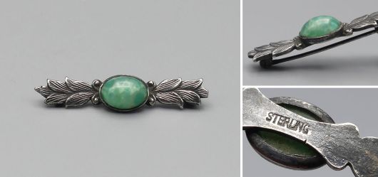 Art D�co Brosche Peking-Glas Sterling Silber 1920 bis 1930