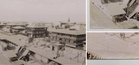 Albumin Foto, Panorama, Port Said, �gypten, Grand Hotel du Louvre, Zangaki Brothers, Ende 19. Jahrhundert