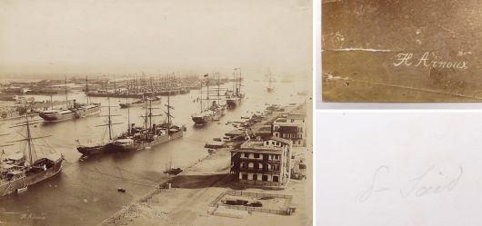 Albumin Foto, Hafenbecken, Port Said, �gypten, Schifffahrt, Hippolyte Arnoux, Ende 19. Jahrhundert