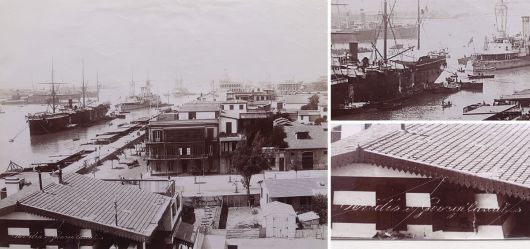 Albumen Foto, Hafenbecken, Port Said, �gypten Schifffahrt, Sp�tes 19. Jahrhundert