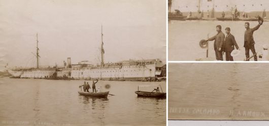 Albumin Foto, Truppentransporter Colombo, Port Said, �gypten, Hippolyte Arnoux, 1882