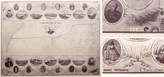 Albumin Foto, Plan Du Canal De Suez, Prachtblatt, Hippolyte Arnoux, 1869
