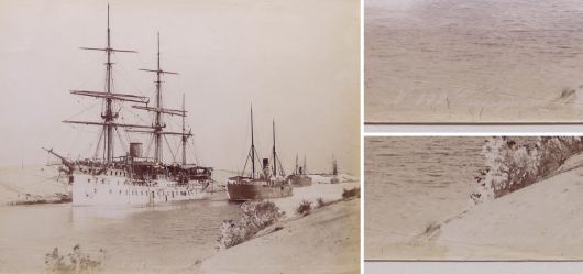 Albumin Foto, Truppentransporter Vinh Long, Suez-Kanal Toussoum Station Zangaki 1880