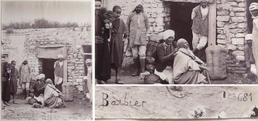 Albumin Foto, Reisender Barbier, Nordafrika Alltagsszene, Orient Fotografie, 1890 - 1900