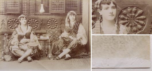 Albumin Foto, Orientalismus, Femmes Au Harem. Wasserpfeife. um 1880