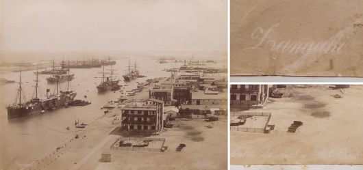 Albumin Foto, Zangaki, Hafen Port Said, Suezkanal, Schifffahrt um 1885