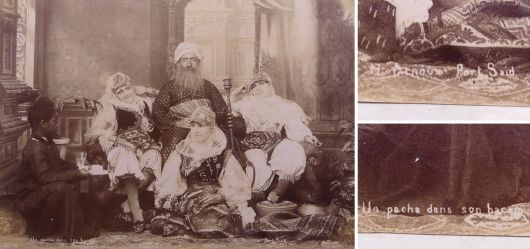 Albumin Foto, Hippolyte Arnoux, un Pacha dans son harem, Port Said, um 1880