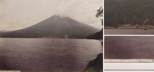 Albumin Foto, Japan, Handkoloriert, Chuzenji See, Vulkan Nantai Nikko, um 1890