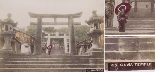 Albumin Foto Japan Handkoloriert Torii Suwa Schrein Nagasaki 219 Um 1880