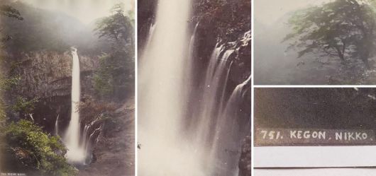 Albumin Foto, Japan, Handkoloriert, Kegon F�lle, Wasserfall Nikko, um 1890
