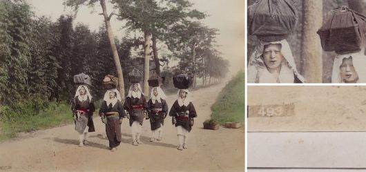 Albumin Foto, Japan, Handkoloriert, Oharame H�ndlerinnen, Kyoto, um 1880