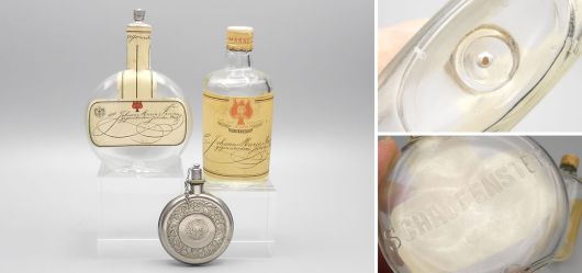 Johann Maria Farina, J�lichs Platz, Konvolut Drei Flakons der Belle �poque, um 1900, Schaufenster Rarit�t
