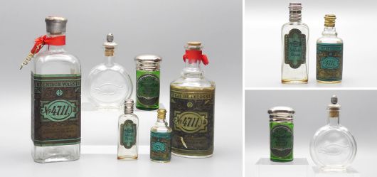 Historische 4711 Sammlerflakons, M�lhens K�ln Glockengasse, Jugendstil Art Deco Glas, 1910 bis 1930