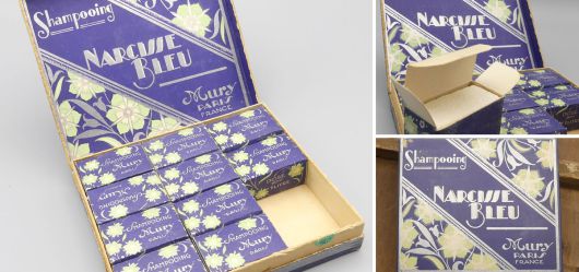 Art Deco Shampoo Schatulle von Mury, Paris, Narcisse Bleu 1930, Seltene Kartonage mit Inhalt