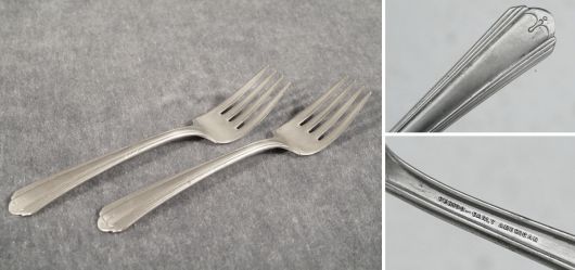 Two silver plated cake forks