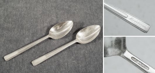 Two silver dessert spoons