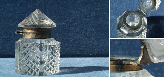 Small cut glass inkpot, beginning 20 Century