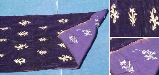 Lilac material with gold brocade