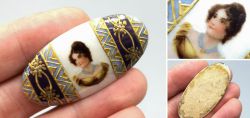 Miniature painting on oval porcelain plate around 1890