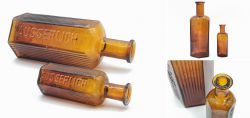 Two hexagonal narrow-neck bottles