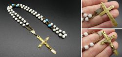 Vintage Metal Rosary & Glass Beads