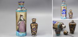 Two antique Indian enamelled perfume bottles 1900