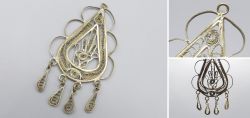 Filigree Hamsa pendant in the shape of a drop