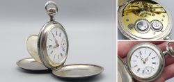 Niello/Tula Nachtigall-Taschenuhr aus Silber mit Geschichte aus dem 2. Weltkrieg